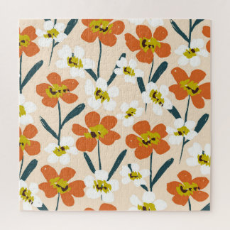 Farbintensives, vintage Blumenmuster. Puzzle