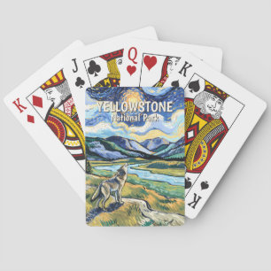 Farbintensives Yellowstone Nationalpark Wolf-Heule Spielkarten