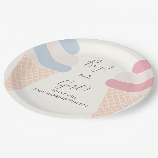 Farbjunge Eiscreme oder weibliches Geschlecht Pappteller (Schrägansicht)