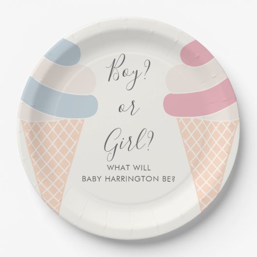 Farbjunge Eiscreme oder weibliches Geschlecht Pappteller (Vorderseite)