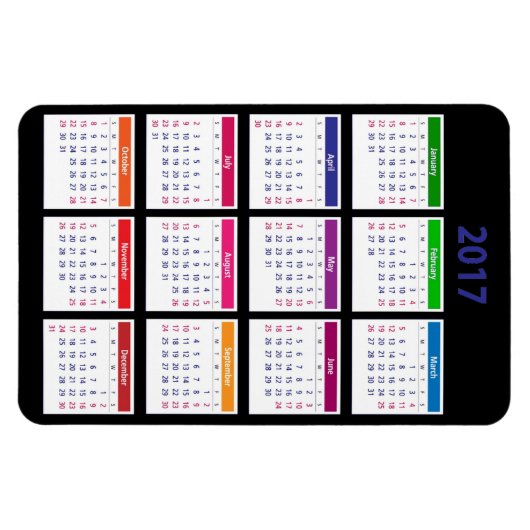Farbkalender 2017 Anpassbar Groß Magnet (Horizontal)