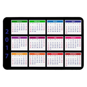 Farbkalender 2017 Anpassbar große horizontale Magnet