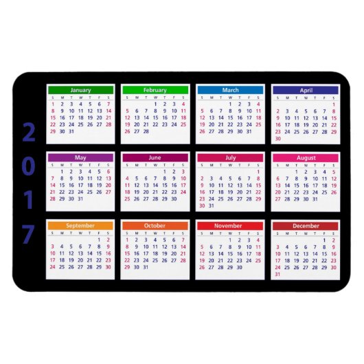 Farbkalender 2017 Anpassbar große horizontale Magnet (Horizontal)
