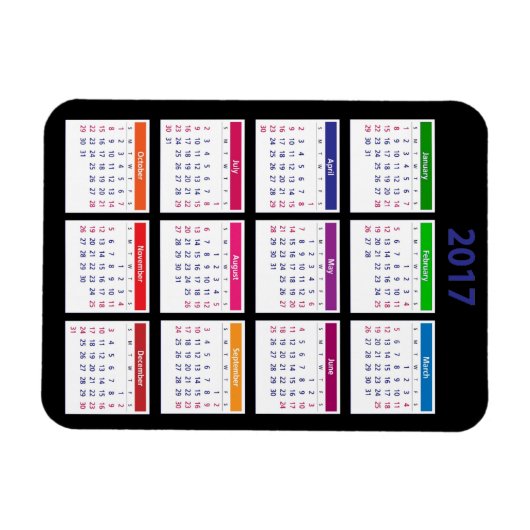 Farbkalender 2017 anpassbar magnet (Horizontal)