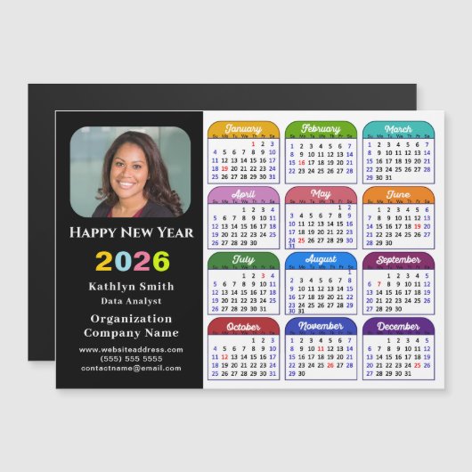 Farbkalender 2026 US-Urlaub Corporate Magnetic Magnetkarte (Vorne/Hinten)