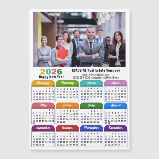 Farbkalender 2026 US-Urlaub Corporate Magnetic Magnetkarte (Vorderseite)