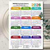 Farbkalender 2026 US-Urlaub Corporate Magnetic Magnetkarte