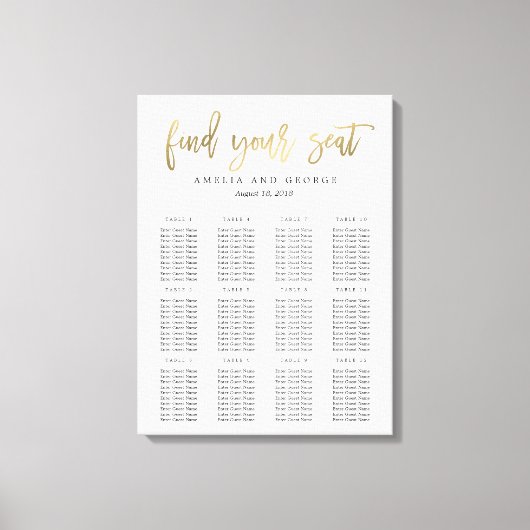 Farbkalligrafie-Seating-Chart-Leinwand-Imitate Gol Leinwanddruck (Vorderseite)