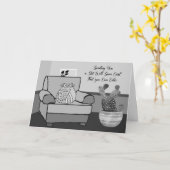 Farbkarte für eine kranke Niedliche Katze im Zimme Karte (Gelbe Blume)