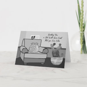 Farbkarte für eine kranke Niedliche Katze im Zimme Karte