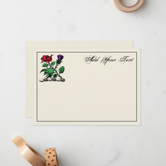 Farbkarte für Heraldische Rose und Wappen-Flecken Mitteilungskarte (Vorderseite/Rückseite Beispiel)