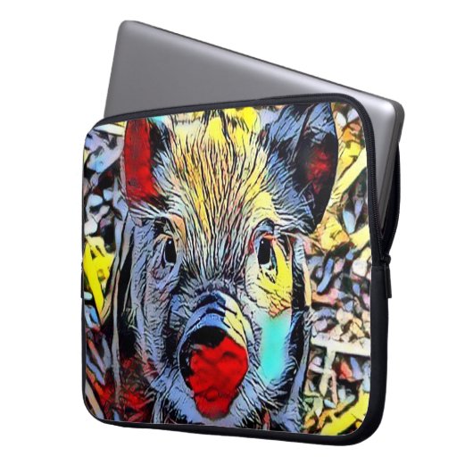 Farbkick - Ferkel Laptopschutzhülle (Vorderseite Links)