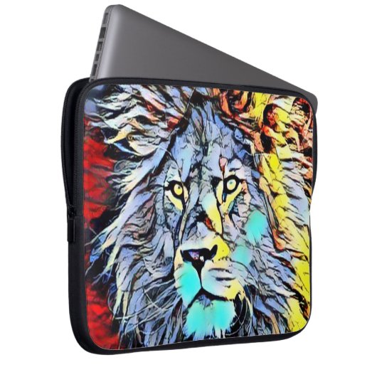 Farbkick - Löwenkönig Laptopschutzhülle (Vorne Rechts)