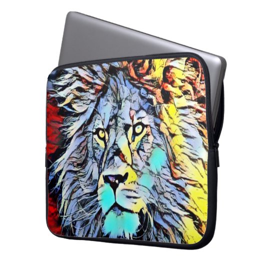 Farbkick - Löwenkönig Laptopschutzhülle (Vorderseite Links)