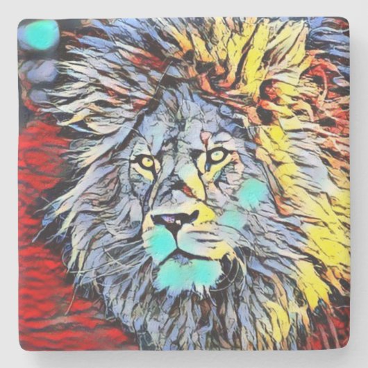 Farbkick - Löwenkönig Steinuntersetzer (Vorderseite)