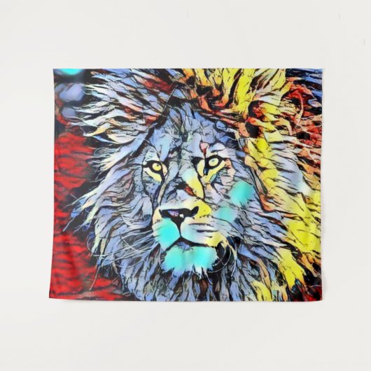 Farbkick - Löwenkönig Wandteppich (Vorderseite (Horizontal))