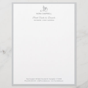 Farbklassischer Monogramm-Butterfly-Rahmen Briefbogen