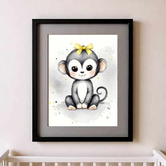 Farbklecks Kinderzimmer Dschungeltiere Affe Poster