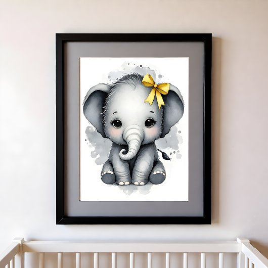Farbklecks Kinderzimmer Dschungeltiere Elefant Poster