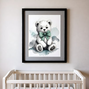 Farbklecks Kinderzimmer Waldtiere Bär Poster