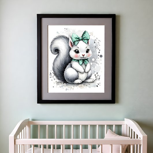 Farbklecks Kinderzimmer Waldtiere Eichhörnchen Poster