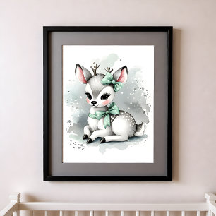 Farbklecks Kinderzimmer Waldtiere Hirsche Poster