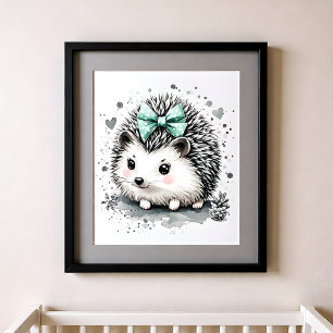 Farbklecks Kinderzimmer Waldtiere Igel Poster