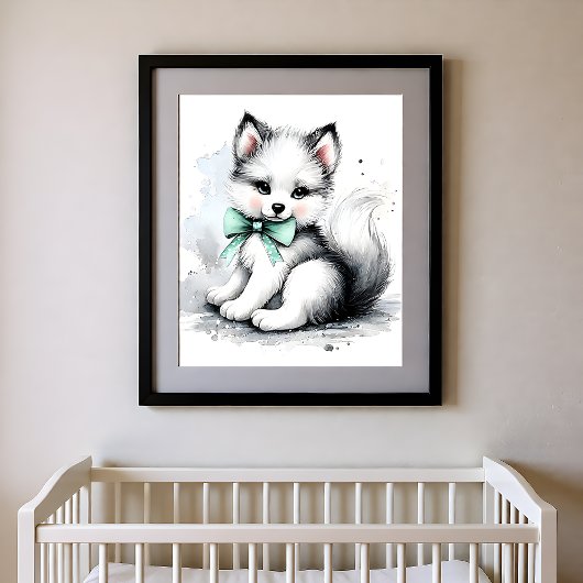 Farbklecks Kinderzimmer Waldtiere Wolf Poster