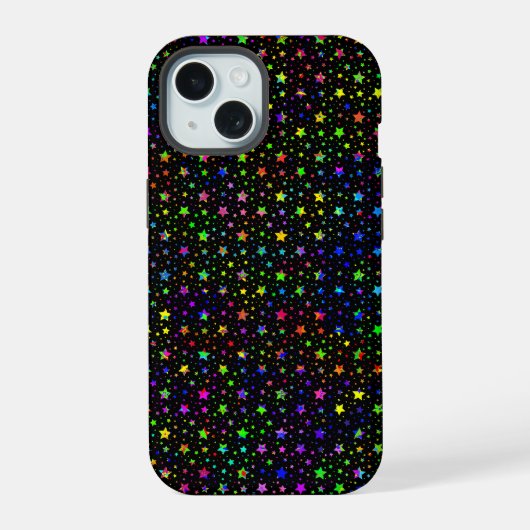 Farbklecks-Sterne iPhone 15 Hülle (Rückseite)
