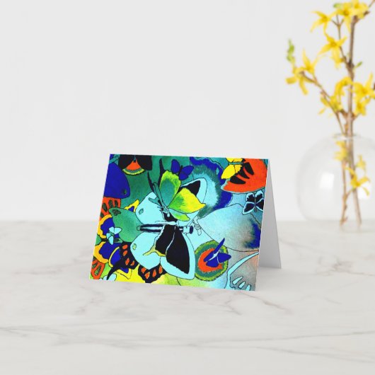 Farbkollage im Schmetterling Faltkarte Karte (Gelbe Blume)