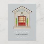 Farbkoloniale rote Vordertür-Bewegung Ankündigungspostkarte (Vorderseite)