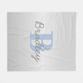 Farbkombination Blau & Grau Monogram bearbeitbar Fleecedecke (Vorderseite (Horizontal))