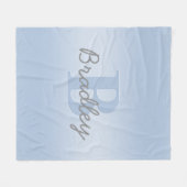Farbkombination Blau & Grau Monogram bearbeitbar Fleecedecke (Vorderseite (Horizontal))