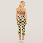Farbkombination Gelb, Schwarz und Grau Capri Leggings (Rückseite)