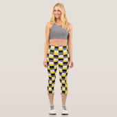 Farbkombination Gelb, Schwarz und Grau Capri Leggings (Vorderseite)