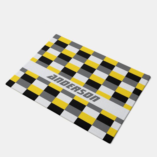 Farbkombination Gelb, Schwarz und Grau Fußmatte (Schrägansicht)