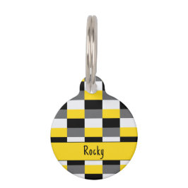 Farbkombination Gelb, Schwarz und Grau Haustiermarke