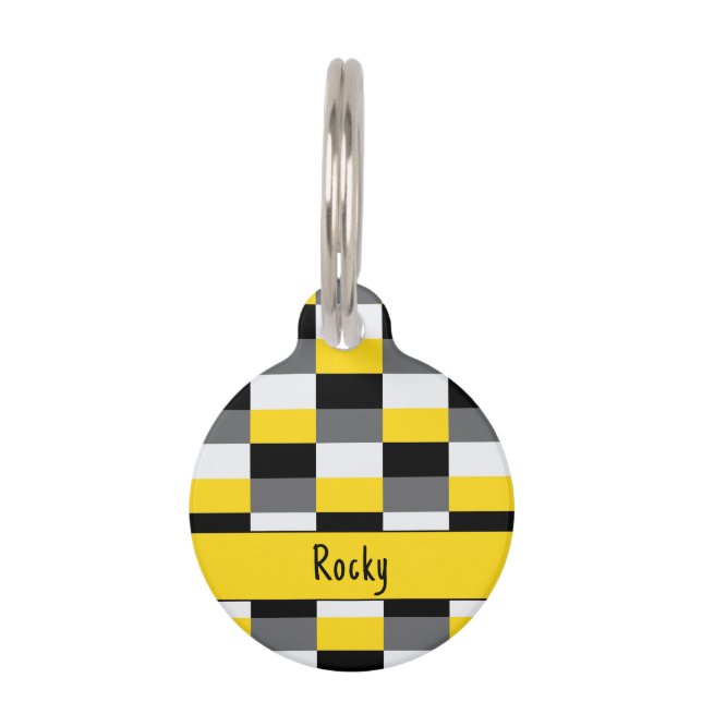 Farbkombination Gelb, Schwarz und Grau Haustiermarke (Vorderseite)