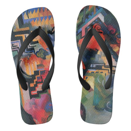 Farbkomposition von August Macke, Vintage Kunst Badesandalen (Fußbett)