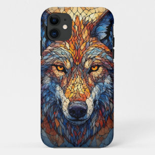 Farbkopf eines Wolfes aus buntem Bleiglas Case-Mate iPhone Hülle