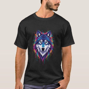 Farbkopf Wolf Western Woodland Tierkunst für T-Shirt