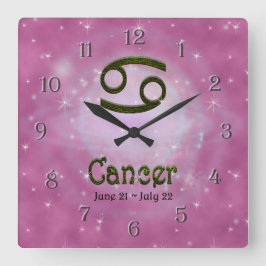 Farbkrebs auswählen Zodiac Astrologisches Zeichen Quadratische Wanduhr