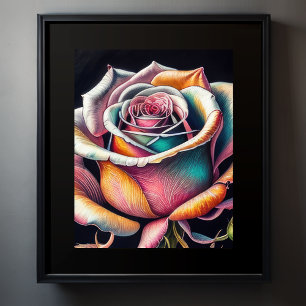 Farbkreide Zeichnend einer Rose II Poster