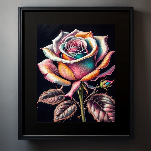 Farbkreide Zeichnend einer Rose II Poster