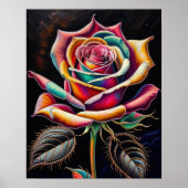 Farbkreide Zeichnend Rose Poster (Vorne)