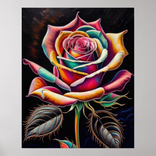 Farbkreide Zeichnend Rose Poster (Vorne)