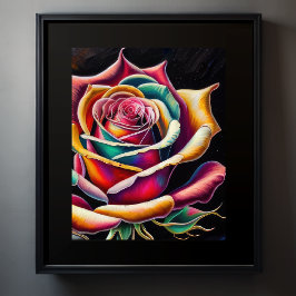 Farbkreide Zeichnend Rose Poster