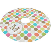 Farbkreis Polka Dot Monogram, anfänglicher Baumroc Polyester Weihnachtsbaumdecke (Schrägansicht)