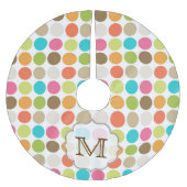 Farbkreis Polka Dot Monogram, anfänglicher Baumroc Polyester Weihnachtsbaumdecke (Vorderseite)