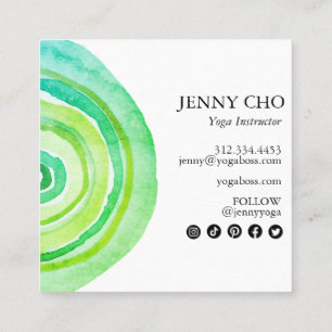 Farbkreise Ring Abstrakt Minimalistisch grün Quadratische Visitenkarte